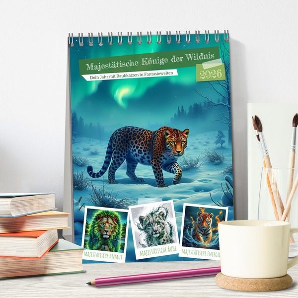 Produktbild: Majest&auml;tische K&ouml;nige der Wildnis (Tischkalender 2026 DIN A5 hoch), CALVENDO Monatskalender