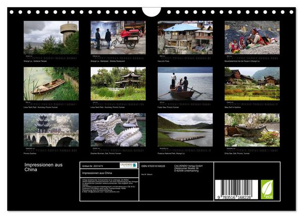 Produktbild: Impressionen aus China (Wandkalender 2026 DIN A4 quer), CALVENDO Monatskalender