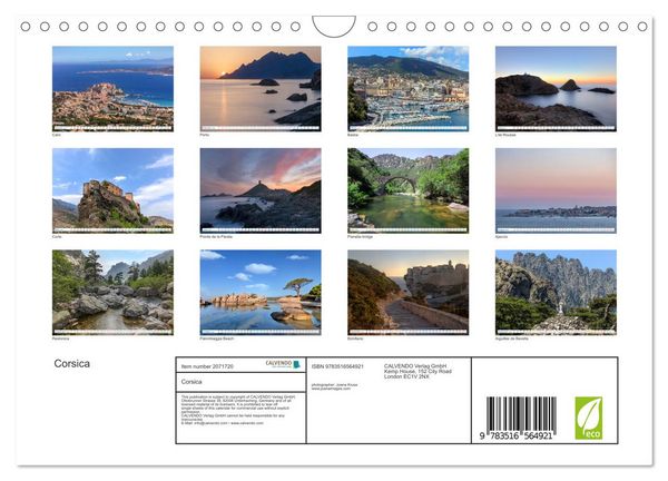 Produktbild: Corsica (Wall Calendar 2026 DIN A4 landscape), CALVENDO 12 Month Wall Calendar