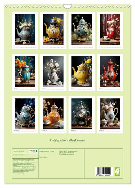 Produktbild: Nostalgische Kaffeekannen (Wandkalender 2026 DIN A3 hoch), CALVENDO Monatskalender