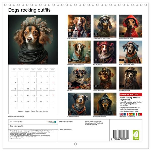 Produktbild: Dogs rocking outfits (Wall Calendar 2026 12 &times; 12 Inch) CALVENDO 12 Month Wall Calendar