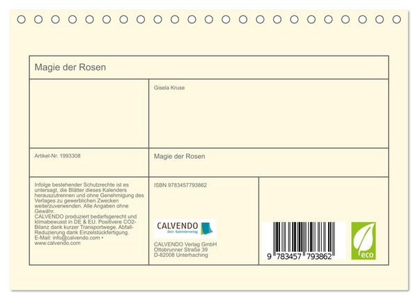 Produktbild: Magie der Rosen (Tischkalender 2026 DIN A5 quer), CALVENDO Monatskalender