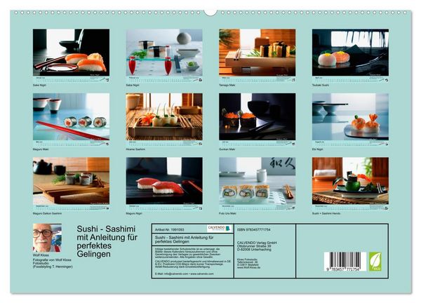 Produktbild: Sushi - Sashimi mit Anleitung f&uuml;r perfektes Gelingen (hochwertiger Premium Wandkalender 2026 DIN A2 quer), Kunstdruck in Hochglanz