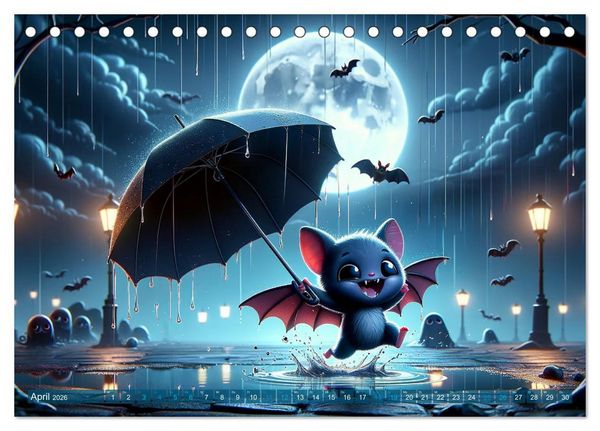 Produktbild: Fl&uuml;gel der Nacht: Abenteuer der kleinen Vampire (Tischkalender 2026 DIN A5 quer), CALVENDO Monatskalender