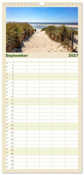 Produktbild: Familienplaner 2027 - Inselliebe Langeoog mit 5 Spalten (Wandkalender, 21 x 45 cm) CALVENDO