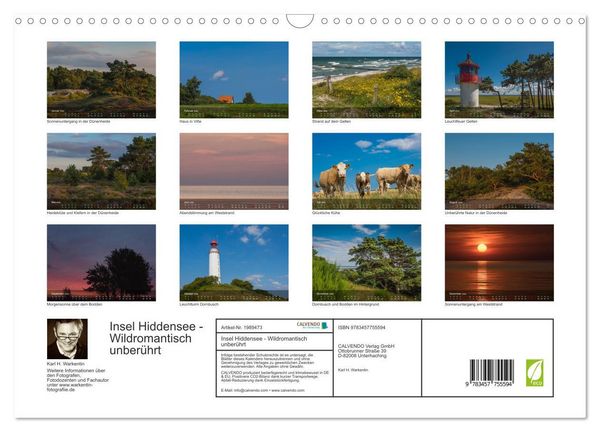 Produktbild: Insel Hiddensee - Wildromantisch unber&uuml;hrt (Wandkalender 2026 DIN A3 quer), CALVENDO Monatskalender