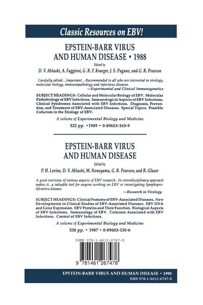 Produktbild: Epstein-Barr Virus and Human Disease &middot; 1990