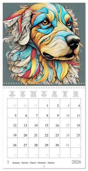 Produktbild: Animal fractals (Wall Calendar 2026 12 &times; 12 Inch) CALVENDO 12 Month Wall Calendar