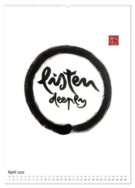 Produktbild: Zen Art Kalligraphie inspiriert von Zen-Meister Th&iacute;ch Nhất Hạnh (Wandkalender 2026 DIN A2 hoch), CALVENDO Monatskalender