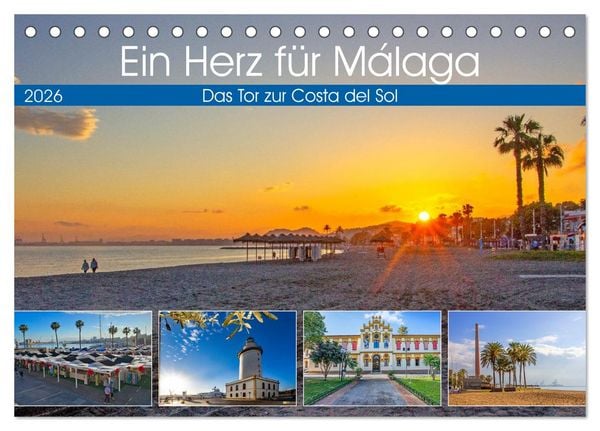 Produktbild: Ein Herz f&uuml;r M&aacute;laga (Tischkalender 2026 DIN A5 quer), CALVENDO Monatskalender