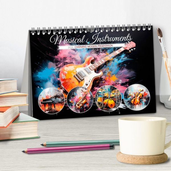 Produktbild: Musical Instruments CHARMING MODERN PRESENTATION (Desk Calendar 2026 DIN A5 landscape), CALVENDO 12 Month DeskCalendar