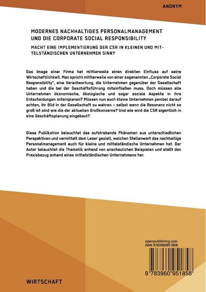 Produktbild: Modernes nachhaltiges Personalmanagement und die Corporate Social Responsibility