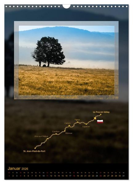 Produktbild: Jakobsweg Via Podiensis (Wandkalender 2026 DIN A3 hoch), CALVENDO Monatskalender