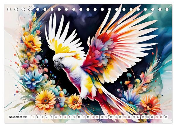 Produktbild: Papageien - Fliegende Edelsteine (Tischkalender 2026 DIN A5 quer), CALVENDO Monatskalender
