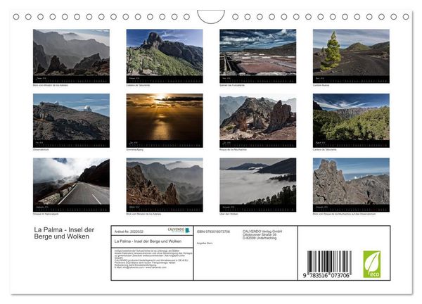 Produktbild: La Palma - Insel der Berge und Wolken (Wandkalender 2026 DIN A4 quer), CALVENDO Monatskalender