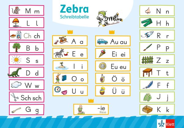 Produktbild: Zebra 1. Schreibtabelle in Druckschrift (VE 10) Klasse 1