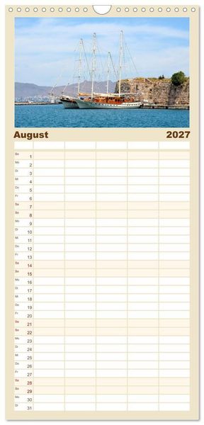Produktbild: Familienplaner 2027 - Griechische Insel Kos mit 5 Spalten (Wandkalender, 21 x 45 cm) CALVENDO