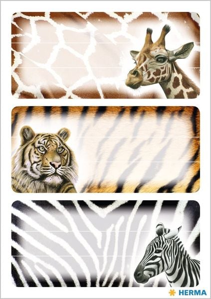 Produktbild: HERMA Schuletiketten Afrikanische Tiere 9er Set