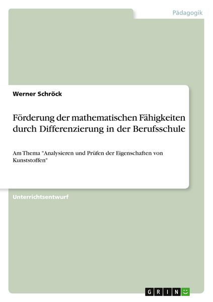 Produktbild: F&ouml;rderung der mathematischen F&auml;higkeiten durch Differenzierung in der Berufsschule
