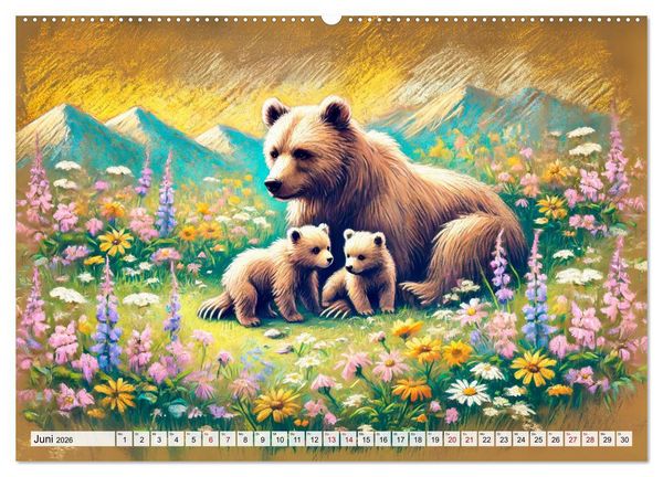 Produktbild: Ein Jahr mit den B&auml;ren - Ein majest&auml;tisches Leben in der Wildnis (Wandkalender 2026 DIN A2 quer), CALVENDO Monatskalender