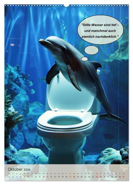 Produktbild: Tierisch lustiger Toilettenhumor (hochwertiger Premium Wandkalender 2026 DIN A2 hoch), Kunstdruck in Hochglanz