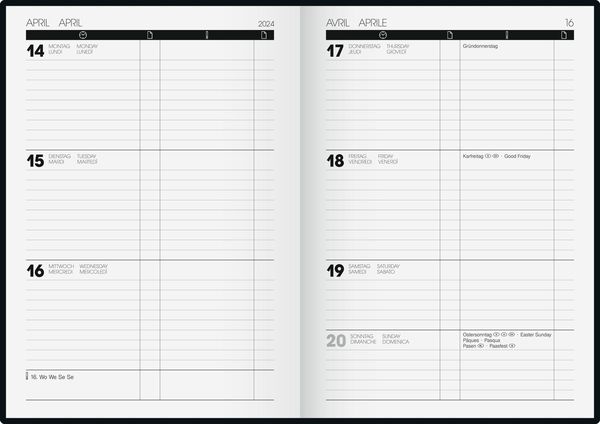 Buchkalender 2022 1 Woche 2 Seiten 'BRUNNEN 1072522304 Wochenkalender Buchkalender TimeCenter 2024