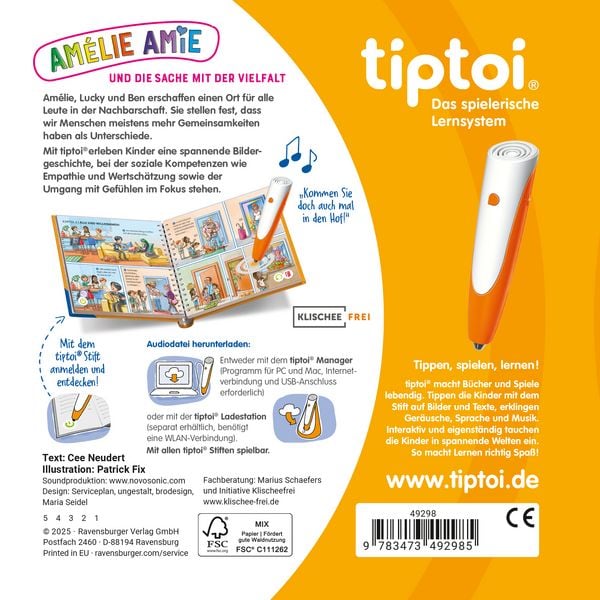 Tiptoi® Bildergeschichten über den Umgang mit Gefühlen - Amélie Amie und die Sache mit der Vielfalt