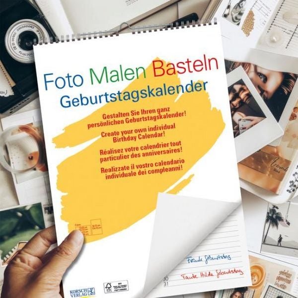 Produktbild: Foto-Malen-Basteln Bastelkalender A4 weiß Geburtstagskalender