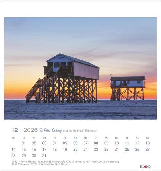 Produktbild: St. Peter-Ording und die Halbinsel Eiderstedt Postkartenkalender 2026