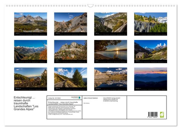 Produktbild: Entschleunigt ... reisen durch traumhafte Landschaften "Les Grandes Alpes" (Wandkalender 2026 DIN A2 quer), CALVENDO Monatskalender