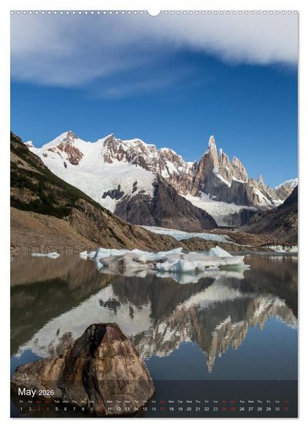 Produktbild: Majestic Mountains Cerro Torre & Fitzroy Patagonia / UK-Version (High Quality Premium Wall Calendar 2026 DIN A2 portrait),CALVENDO 12 Month Wall Calendar