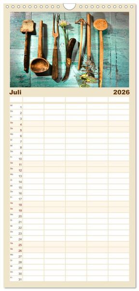 Produktbild: Familienplaner 2026 - K&uuml;chengeplauder - Nostalgische Momente mit 5 Spalten (Wandkalender, 21 x 45 cm) CALVENDO