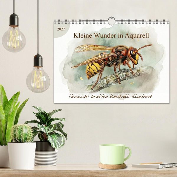 Produktbild: Kleine Wunder in Aquarell - Heimische Insekten kunstvoll illustriert (Wandkalender 2027 DIN A4 quer), CALVENDO Monatskalender