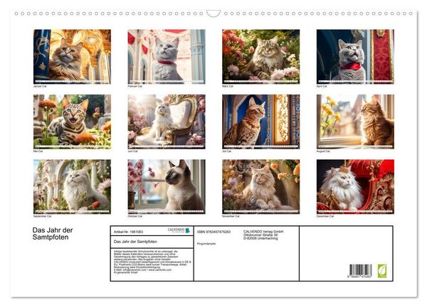 Produktbild: Das Jahr der Samtpfoten (Wandkalender 2026 DIN A2 quer), CALVENDO Monatskalender