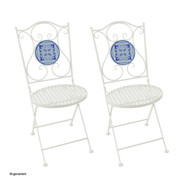 Produktbild: HTI-Living Gartenstuhl 2er-Set Metall Creme Santorin Gartenstuhl 2er-Set Metall Creme Santorin