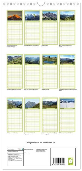 Produktbild: Familienplaner 2026 - Bergerlebnisse im Tannheimer Tal mit 5 Spalten (Wandkalender, 21 x 45 cm) CALVENDO