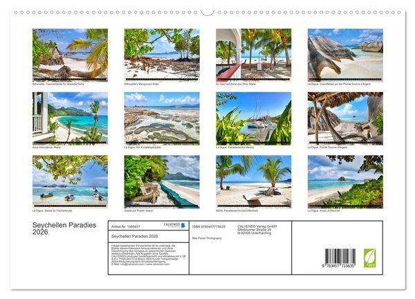 Produktbild: Seychellen Paradies 2026 (hochwertiger Premium Wandkalender 2026 DIN A2 quer), Kunstdruck in Hochglanz