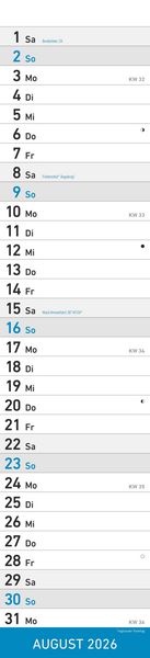 Produktbild: Streifenplaner BLAU 2026 - Streifenkalender - Wandplaner - Küchen-Kalender - 11,3x49,5