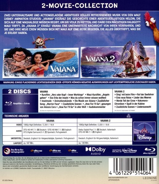 Produktbild: Vaiana 1+2 [2 BRs]