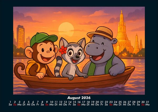 Produktbild: Milo, Lulu & Sash in Bangkok 2026 Fotokalender DIN A4