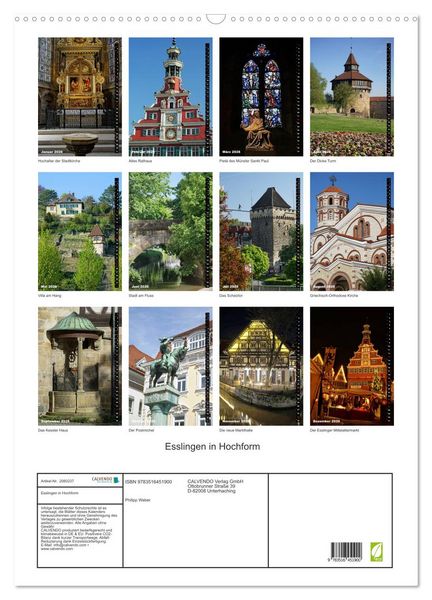 Produktbild: Esslingen in Hochform (Wandkalender 2026 DIN A2 hoch), CALVENDO Monatskalender