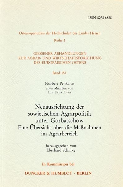 Produktbild: Neuausrichtung der sowjetischen Agrarpolitik unter Gorbatschow.