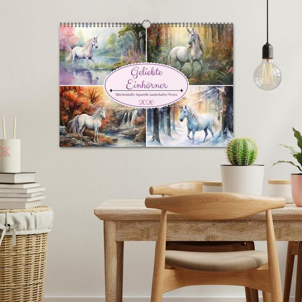 Produktbild: Geliebte Einh&ouml;rner (Wandkalender 2026 DIN A3 quer), CALVENDO Monatskalender