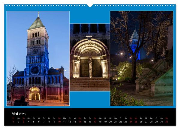 Produktbild: Schweinfurt bei Nacht verzaubernd und bunt (Wandkalender 2026 DIN A2 quer), CALVENDO Monatskalender
