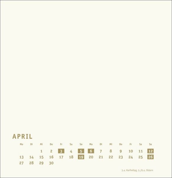 Produktbild: Premium-Bastelkalender gold groß 2026