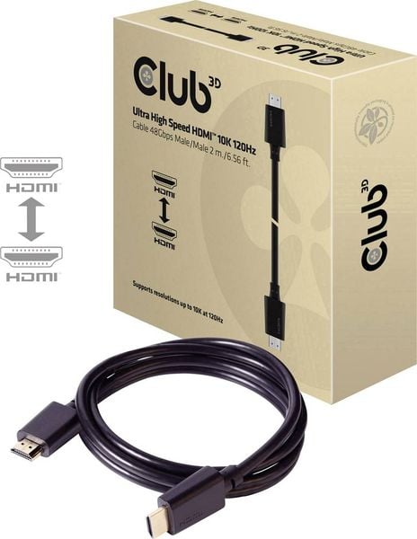 Club3D HDMI Anschlusskabel HDMI-A Stecker, HDMI-A Stecker 2.00 m Schwarz CAC-1372 10K UHD, 8K UHD HDMI-Kabel