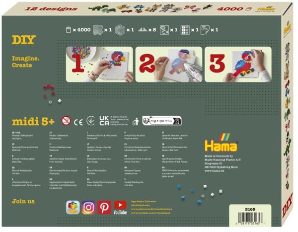 Produktbild: Hama 3165 - DIY B&uuml;gelperlen Midi 5+, Motiv Bastelwelt Mix, Geschenkpackung, 4000 St&uuml;ck