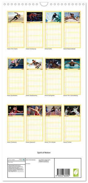 Produktbild: Familienplaner 2026 - Spirit of Motion mit 5 Spalten (Wandkalender, 21 x 45 cm) CALVENDO