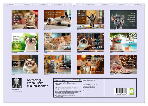 Produktbild: Katzenlogik - Wenn Blicke miauen k&ouml;nnten (hochwertiger Premium Wandkalender 2026 DIN A2 quer), Kunstdruck in Hochglanz