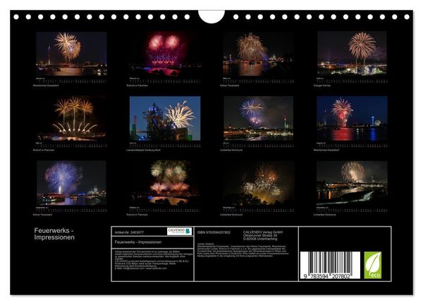 Produktbild: Feuerwerks - Impressionen (Wandkalender 2027 DIN A4 quer), CALVENDO Monatskalender